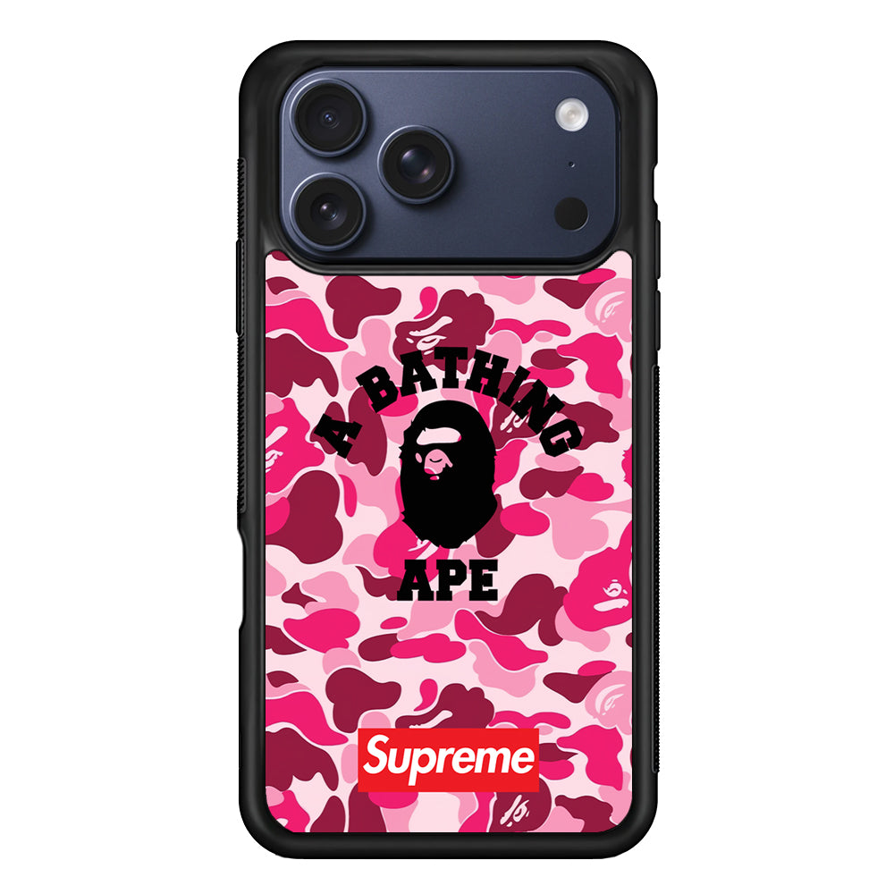 A Bathing Ape Supreme Bape Camo iPhone 17 Pro Max Case | Slim Rubber Case for iPhone 17 Pro Max