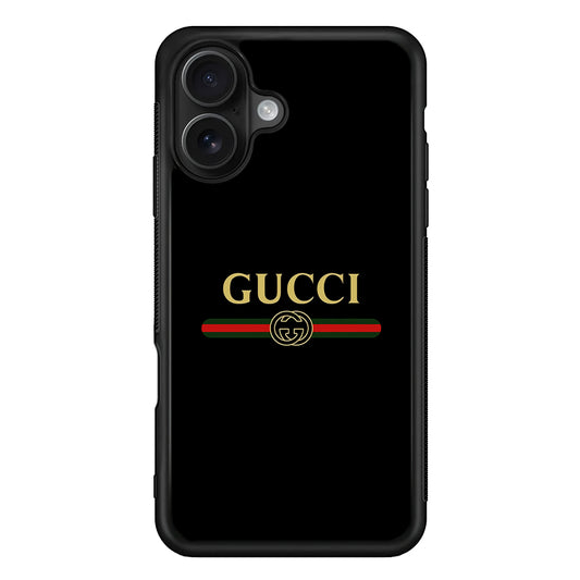 Gucci Logo Black iPhone 16 Case | Slim Rubber Case for iPhone 16