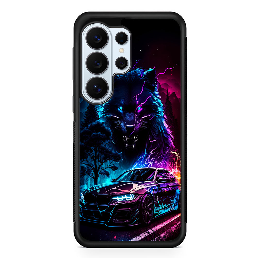 Neon Wolf and Car Northern Samsung Galaxy S26 Ultra Case | Protective Phone Cover