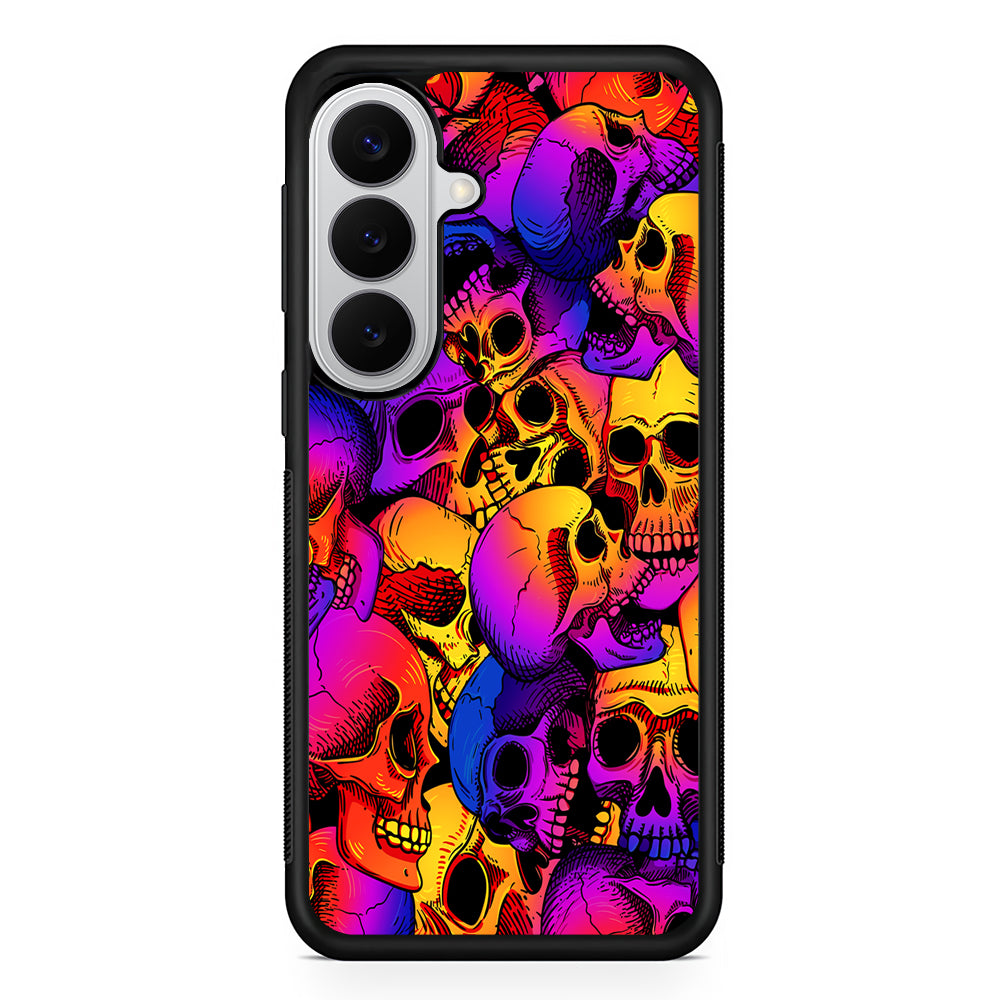 Skulls Pattern Gradient Samsung Galaxy S26 Case | Protective Rubber Cover