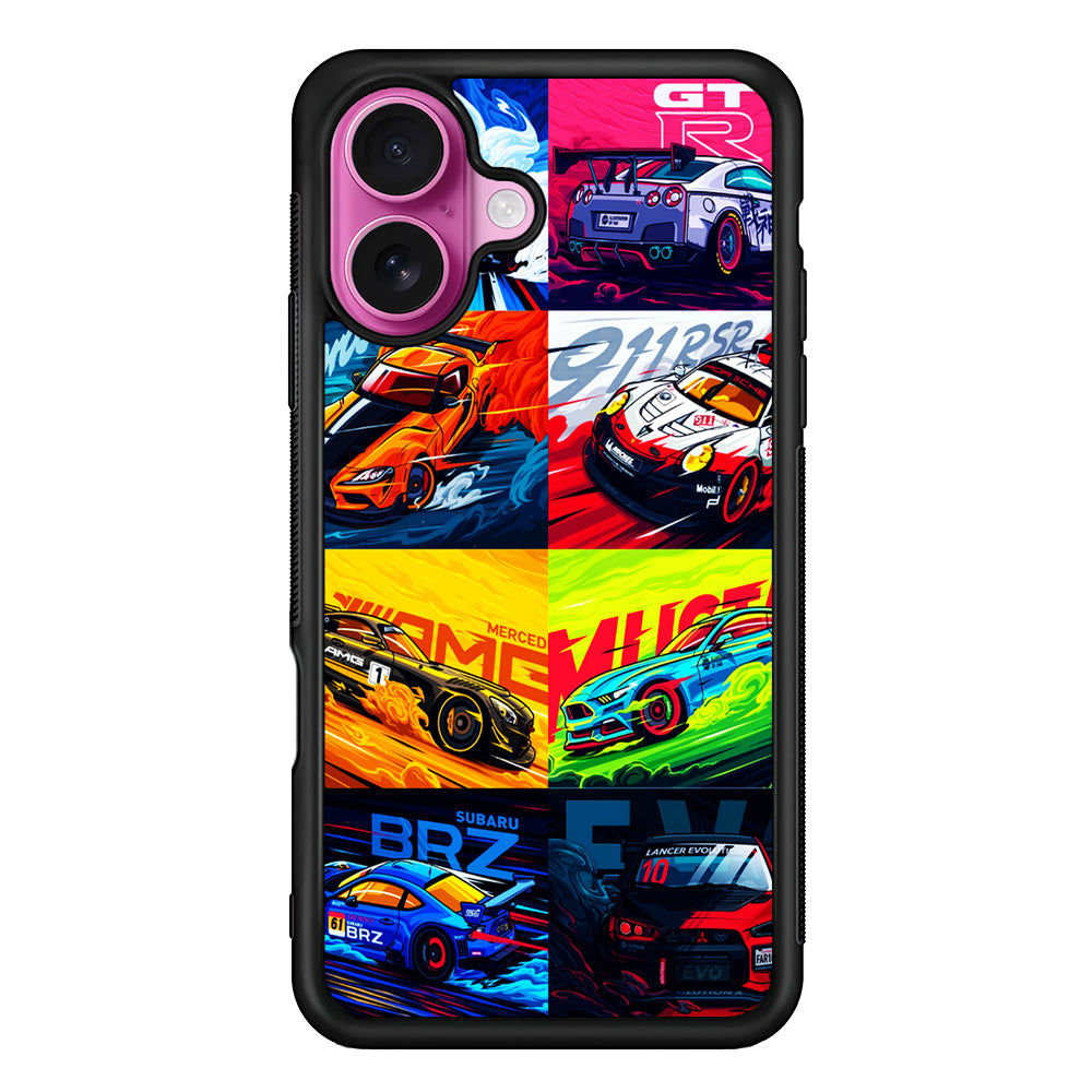 Sports Car Collection Art iPhone 17 Case | Slim Protective Rubber Phone Cover