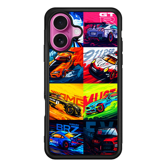 Sports Car Collection Art iPhone 17 Case | Slim Protective Rubber Phone Cover