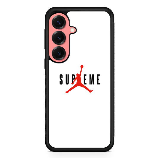 Jordan X Supreme White Background Samsung Galaxy S25 Case | Slim Rubber Case for Samsung Galaxy S25