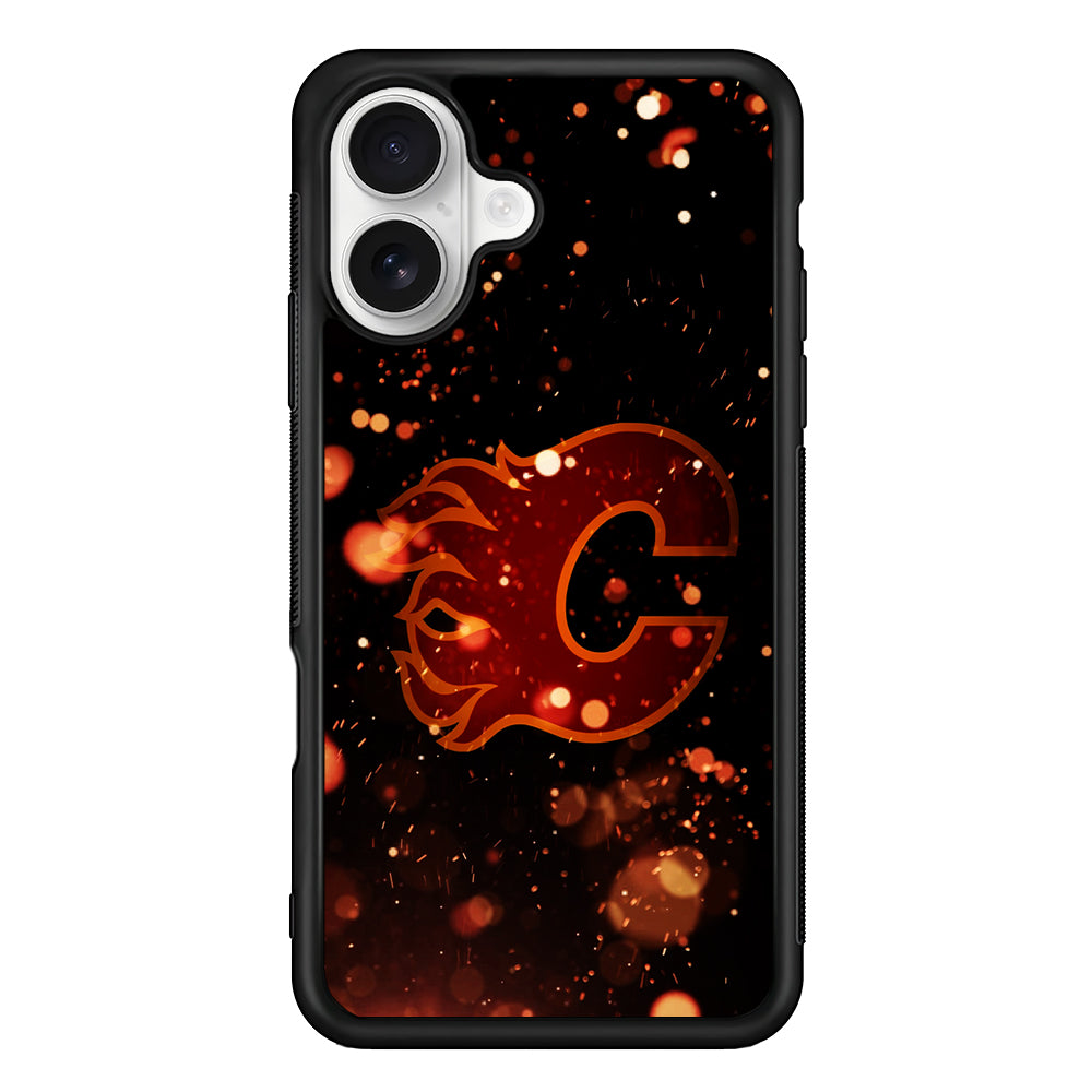 Calgary Flames Sparkling iPhone 16 Plus Case | Durable Protective Rubber Cover