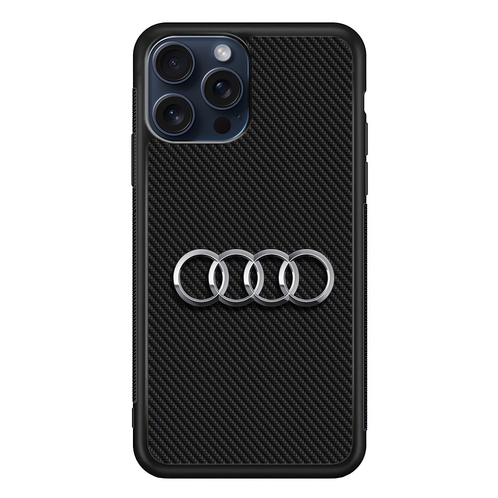 Audi Metal Against a Dark Carbon iPhone 15 Pro Max Case | Slim Rubber Case for iPhone 15 Pro Max
