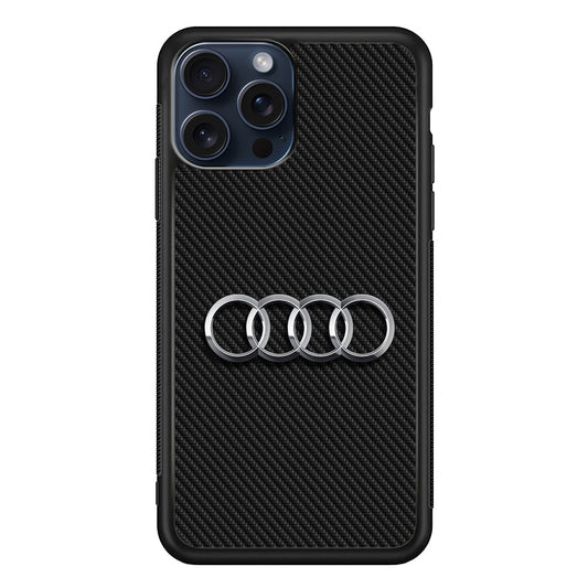 Audi Metal Against a Dark Carbon iPhone 15 Pro Max Case | Slim Rubber Case for iPhone 15 Pro Max