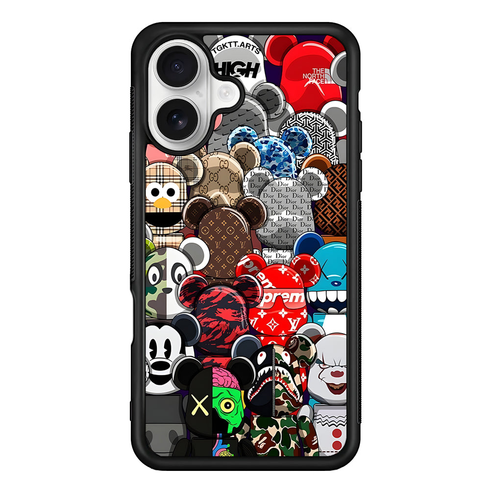 Bearbrick Iconic Brand Design iPhone 16 Plus Case | Slim Rubber Case for iPhone 16 Plus