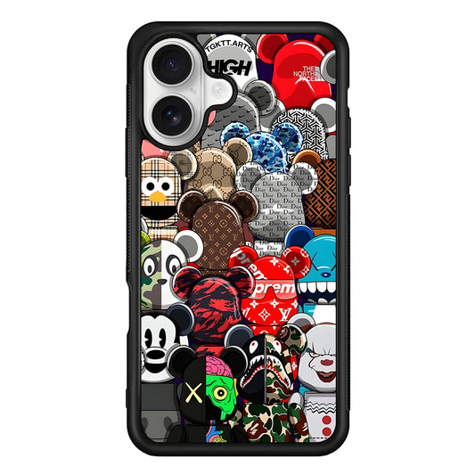Bearbrick Iconic Brand Design iPhone 16 Plus Case | Slim Rubber Case for iPhone 16 Plus