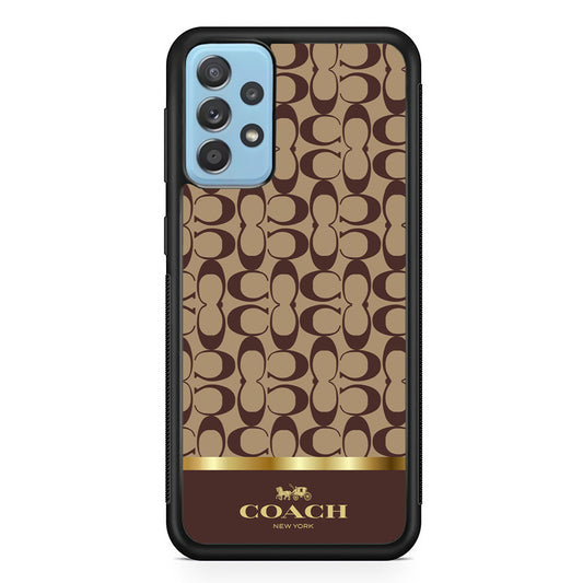 Coach Brown Gold Line Samsung Galaxy A72 Case | Slim Rubber Case for Samsung Galaxy A72