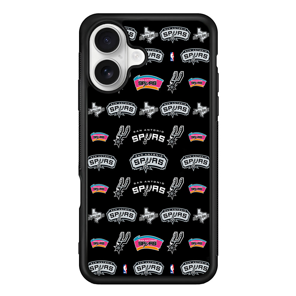 San Antonio Spurs Pattern iPhone 16 Plus Case | Durable Protective Rubber Cover