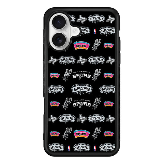 San Antonio Spurs Pattern iPhone 16 Plus Case | Durable Protective Rubber Cover
