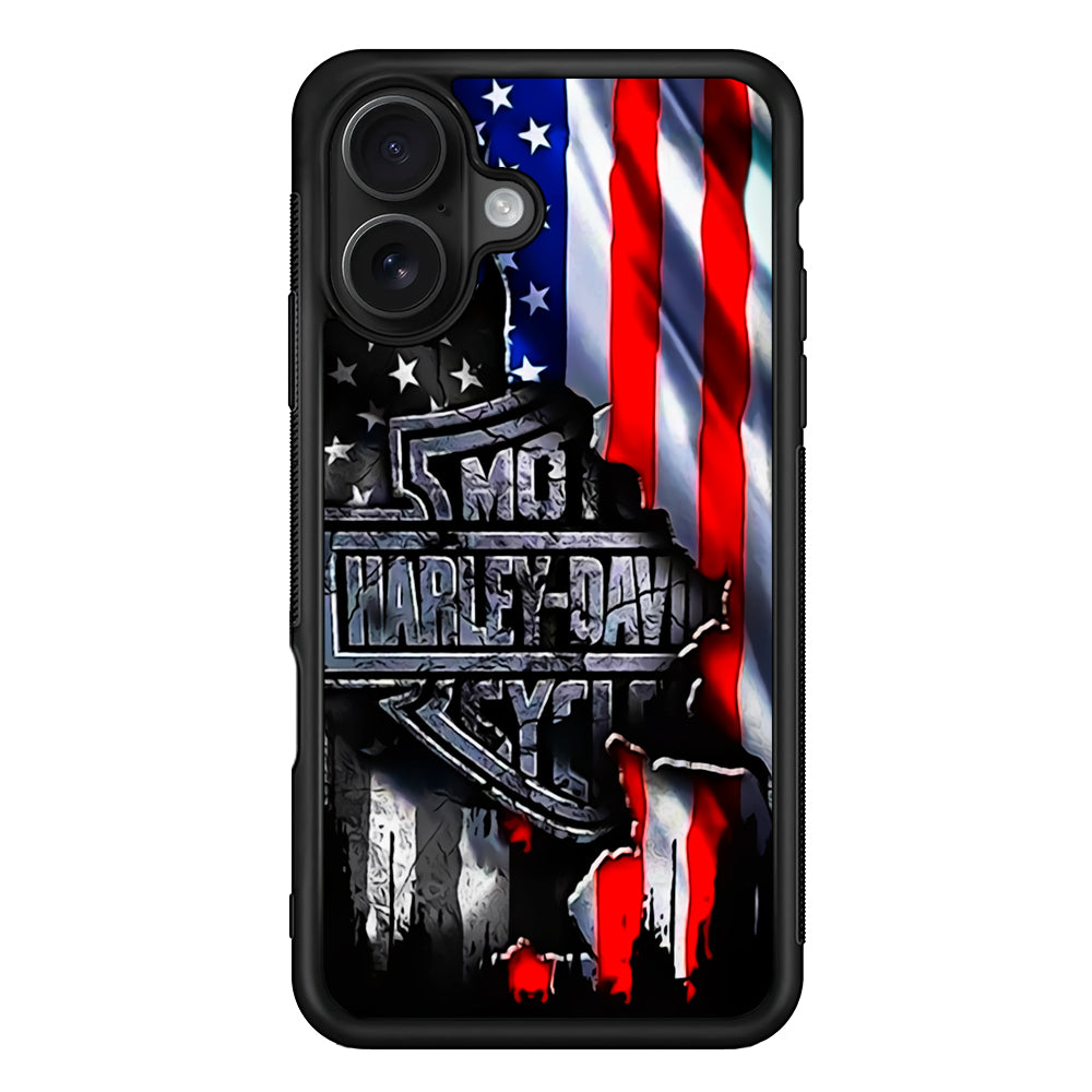 Harley Davidson American Flag iPhone 16 Case - Oxvistore