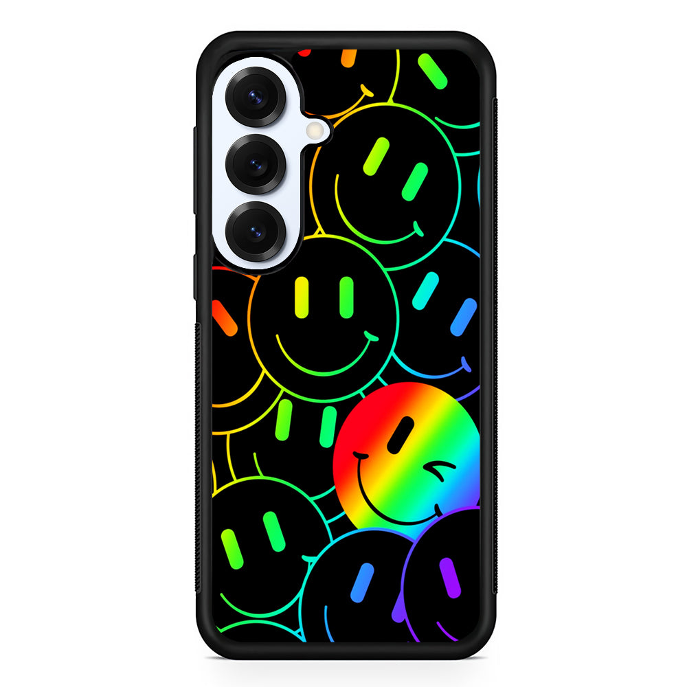 Dark Rainbow Smiley Face Samsung Galaxy S25 Plus Case | Slim Rubber Cover for Samsung Galaxy S25 Plus