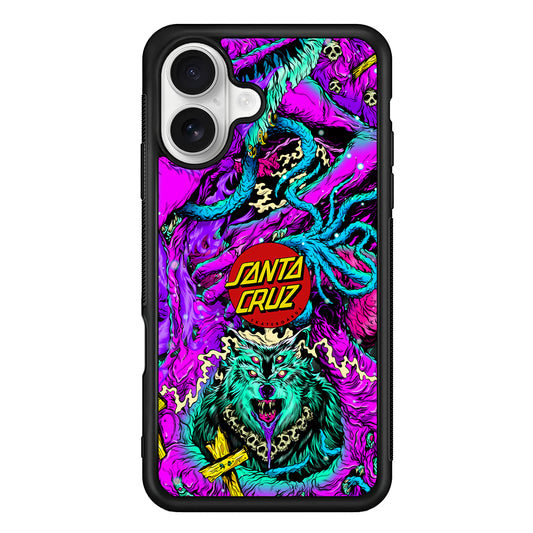 Santa Cruz Skateboard Wolf iPhone 16 Plus Case | Slim Rubber Case for iPhone 16 Plus