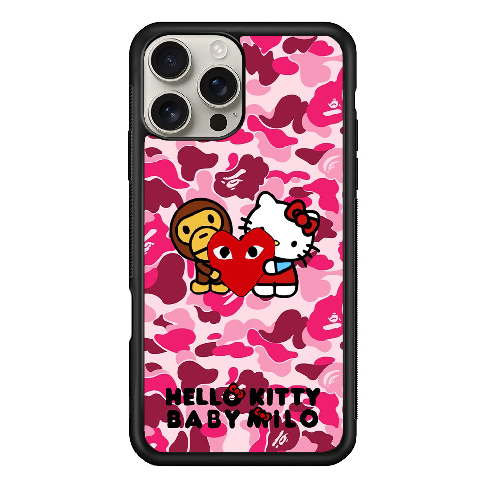 Bape Baby Milo X Hello Kitty iPhone 16 Pro Max Case | Slim Rubber Case for iPhone 16 Pro Max
