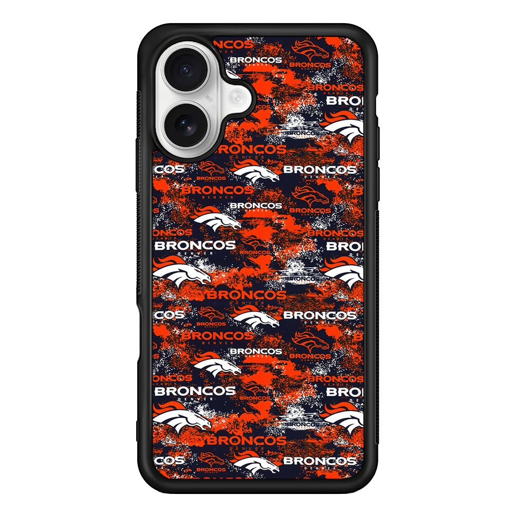 Denver Broncos Patterns iPhone 16 Plus Case | Durable Protective Rubber Cover