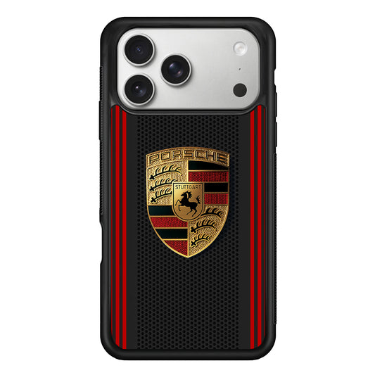 Porsche Gold Emblem iPhone 17 Pro Case | Slim Rubber Case for iPhone 17 Pro