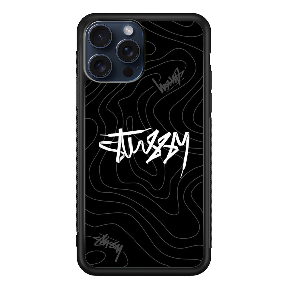 Stussy Black Vibes iPhone 15 Pro Max Case | Slim Rubber Case for iPhone 15 Pro Max
