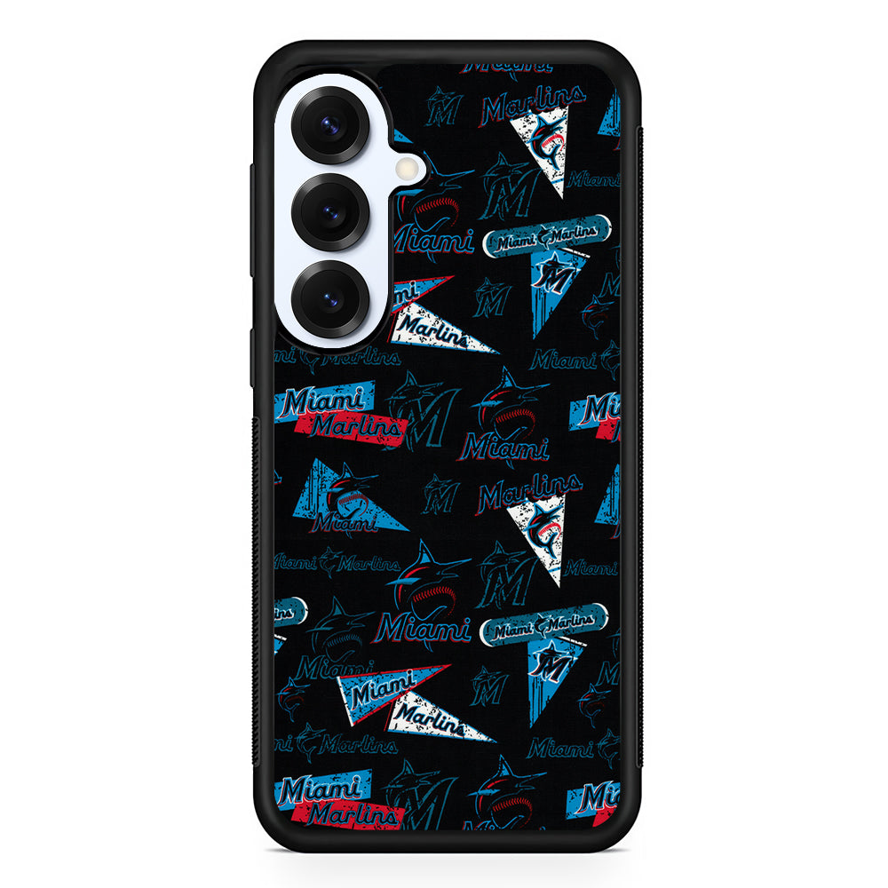 Miami Marlins Pattern Samsung Galaxy S25 Plus Case | Slim Rubber Cover for Samsung Galaxy S25 Plus