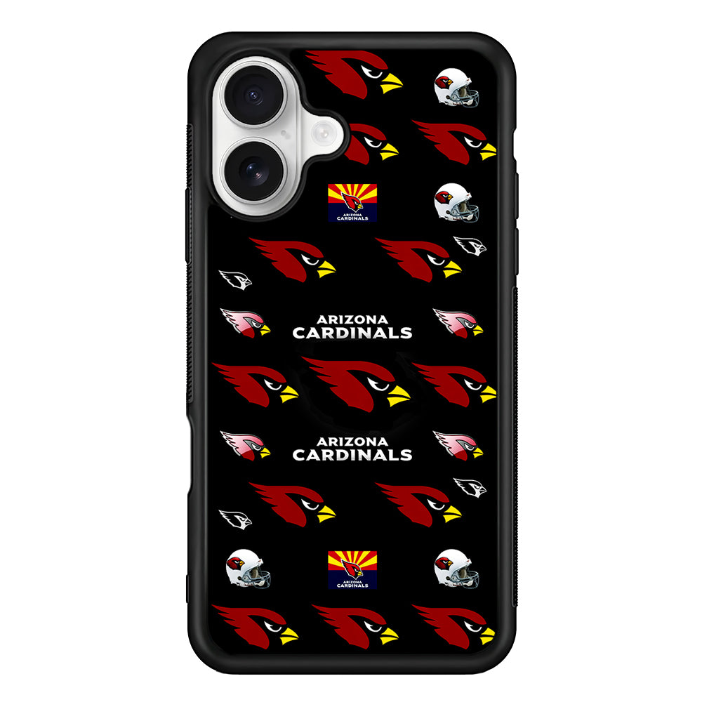 Arizona Cardinals Pattern iPhone 16 Plus Case | Durable Protective Rubber Cover