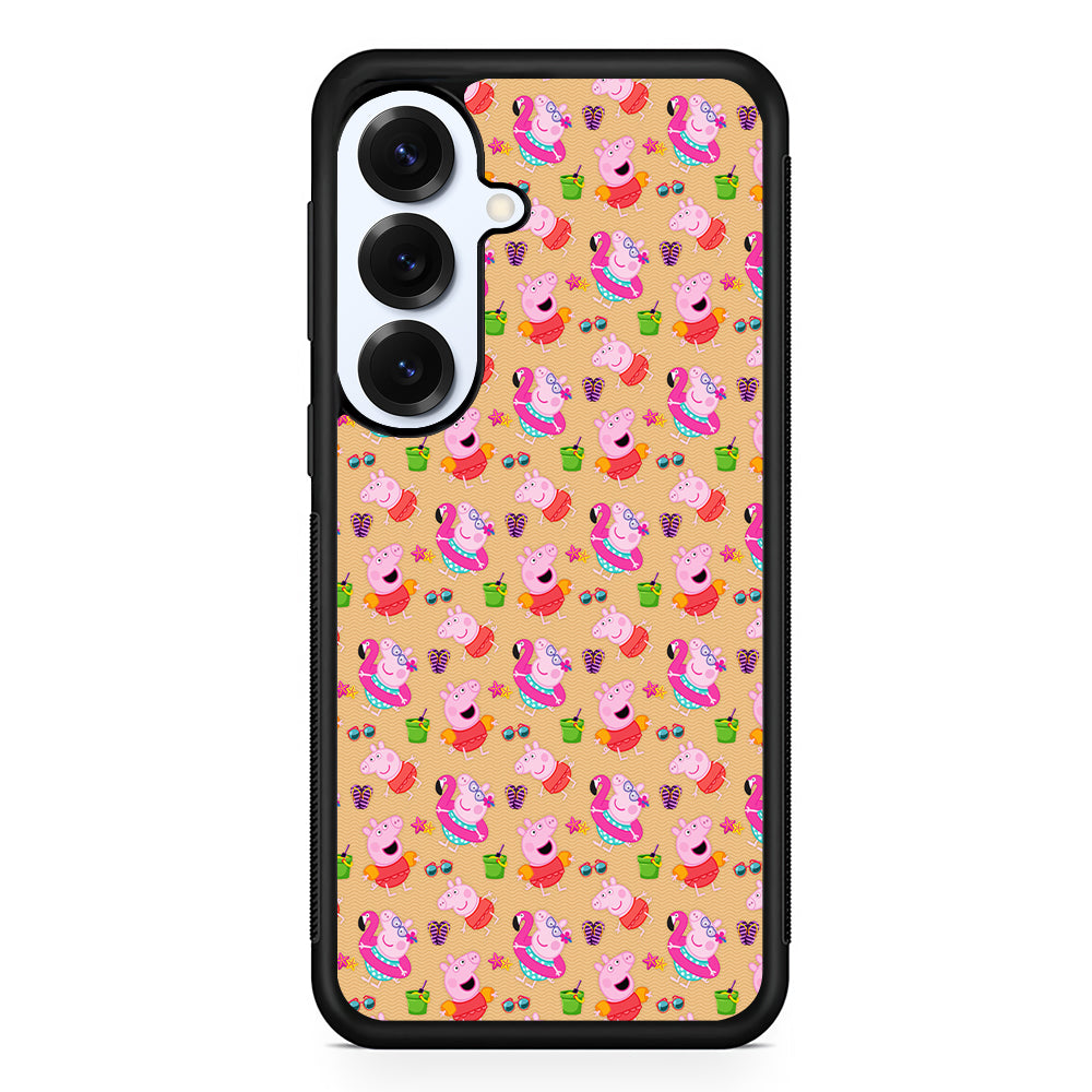 Peppa Pig on The Beach Pattern Samsung Galaxy S25 Plus Case | Slim Rubber Cover for Samsung Galaxy S25 Plus