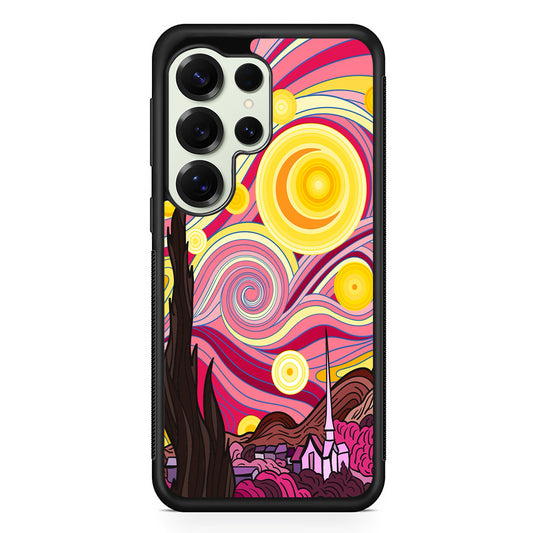 Pink Starry Night Van Gogh Samsung Galaxy S25 Ultra Case | Durable Rubber Case for Samsung Galaxy S25 Ultra