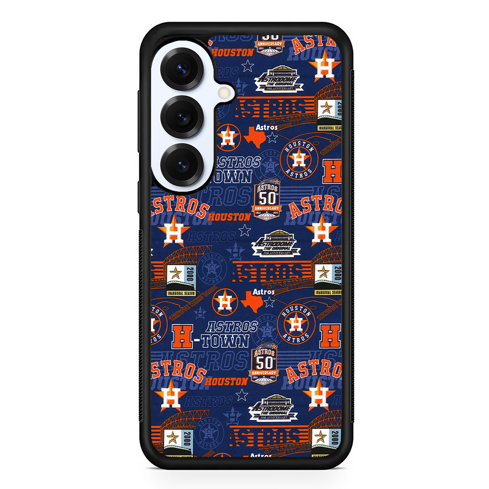 Houston Astros Retro Samsung Galaxy S25 Plus Case | Slim Rubber Cover for Samsung Galaxy S25 Plus