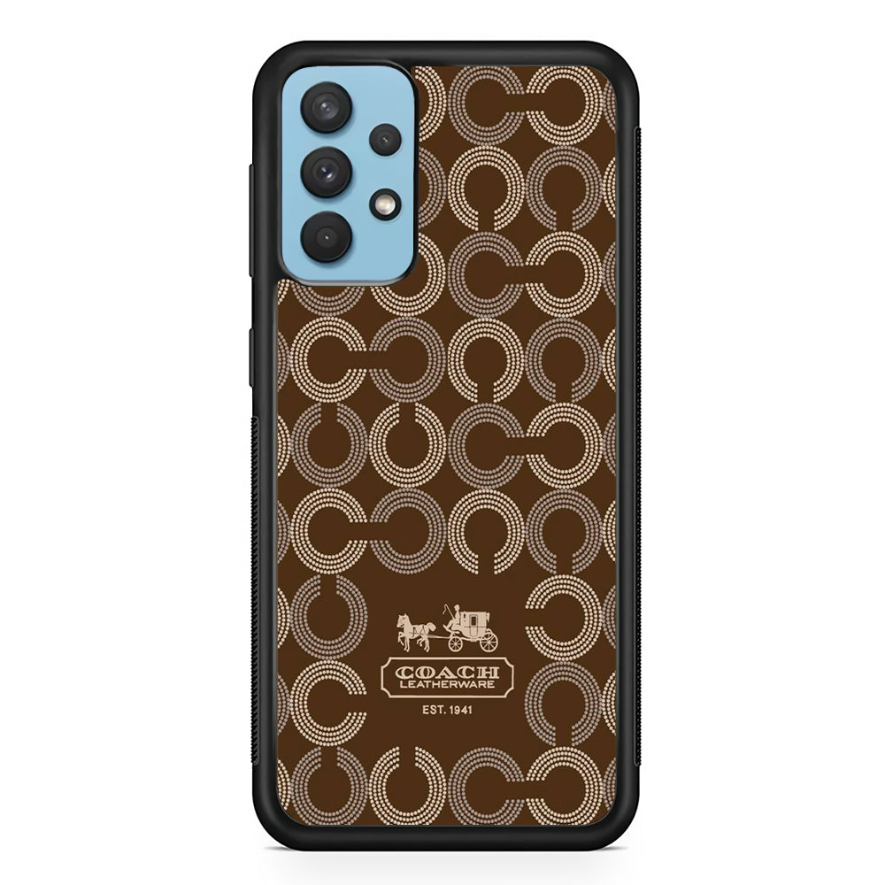 Coach Pattern Brown Samsung Galaxy A32 Case | Slim Rubber Case for Samsung Galaxy A32