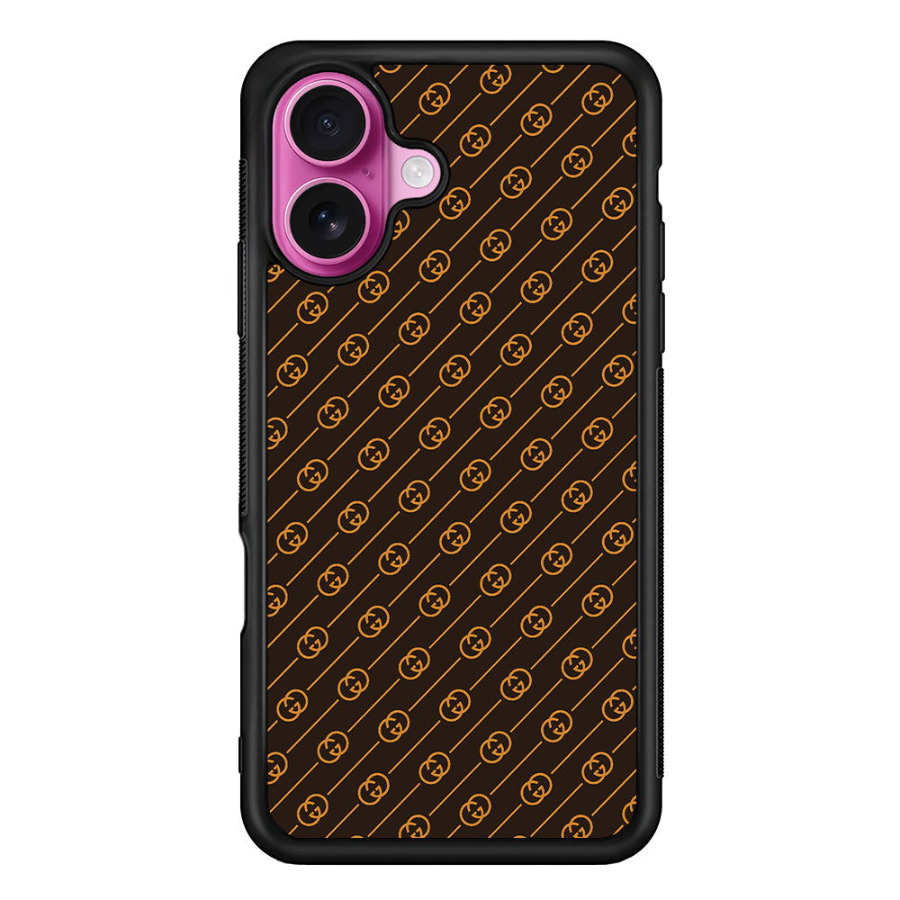 Gucci Brown Pattern iPhone 17 Case | Slim Rubber Case for iPhone 17