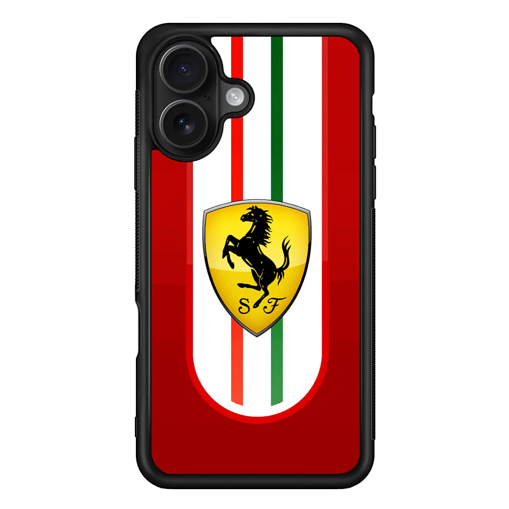 Ferrari Logo Red iPhone 16 Case | Slim Rubber Case for iPhone 16