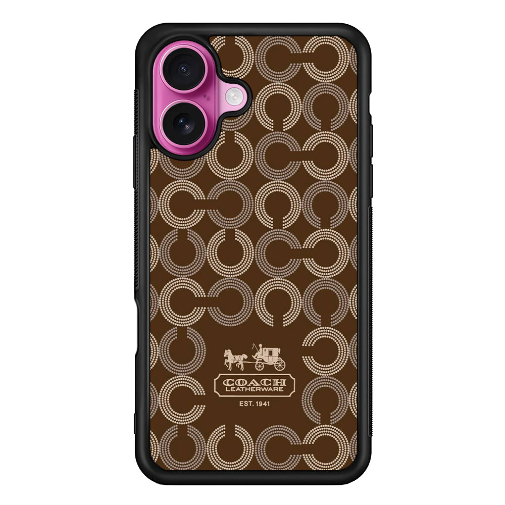 Coach Pattern Brown iPhone 17 Case | Slim Rubber Case for iPhone 17
