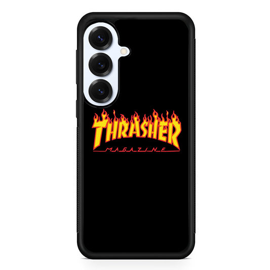 Thrasher Magazine Black Simple Fire Samsung Galaxy S25 Plus Case | Slim Rubber Case for Samsung Galaxy S25 Plus