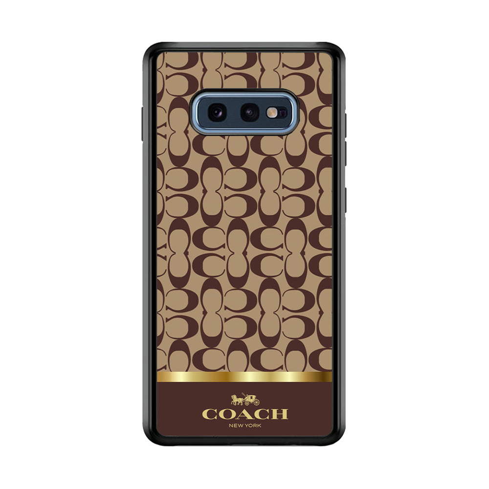 Coach Brown Gold Line Samsung Galaxy S10E Case | Slim Rubber Case for Samsung Galaxy S10E