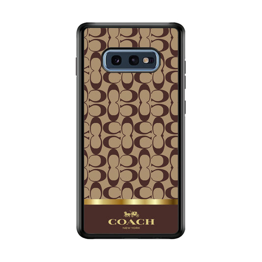 Coach Brown Gold Line Samsung Galaxy S10E Case | Slim Rubber Case for Samsung Galaxy S10E