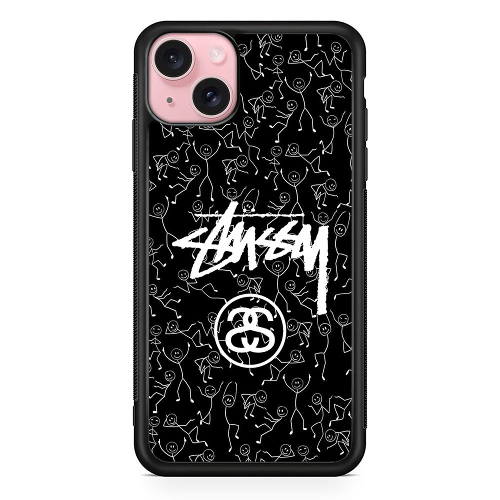 Stussy People Dancing iPhone 15 Case | Slim Rubber Case for iPhone 15