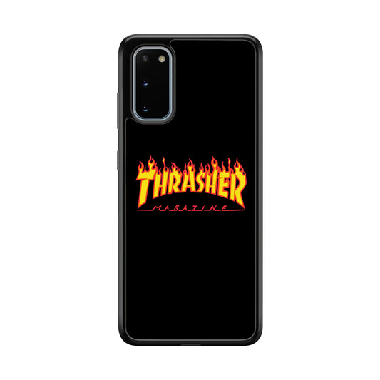 Thrasher Magazine Black Simple Fire Samsung Galaxy S20 Case | Slim Rubber Case for Samsung Galaxy S20