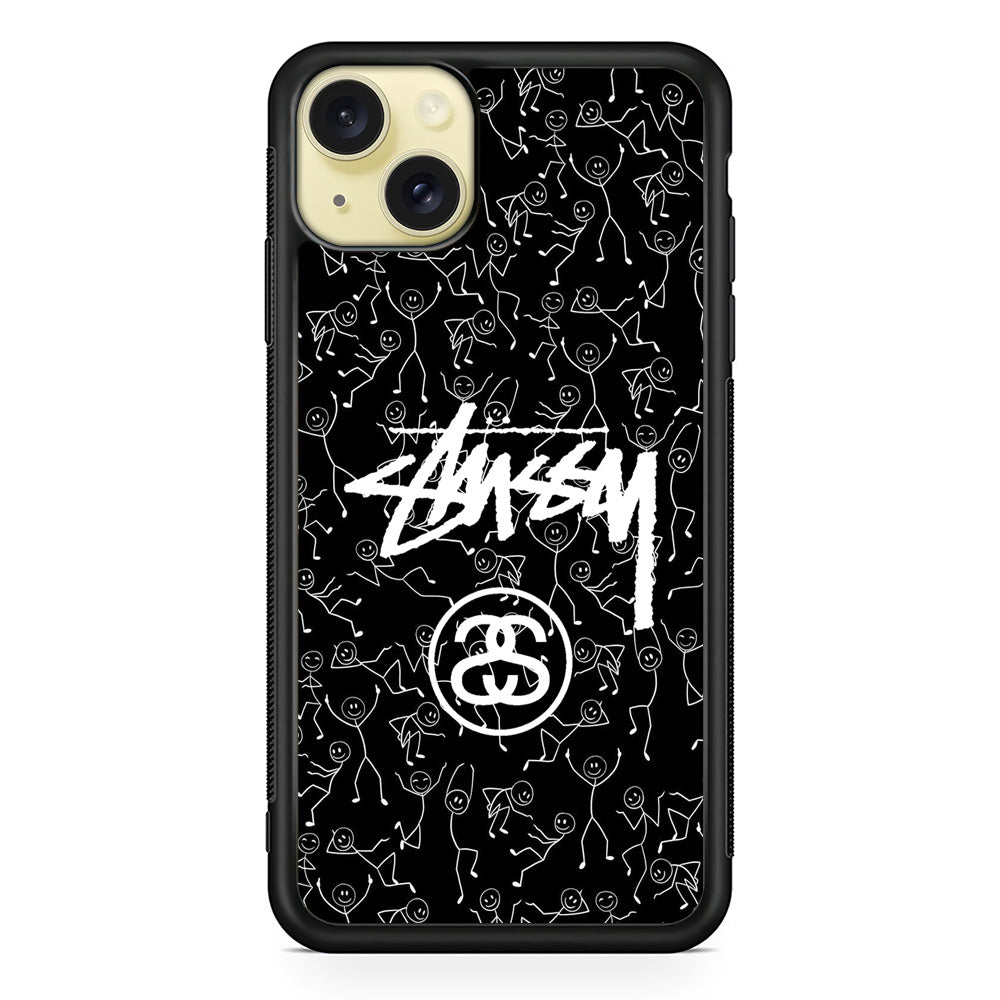 Stussy People Dancing iPhone 15 Plus Case | Slim Rubber Case for iPhone 15 Plus
