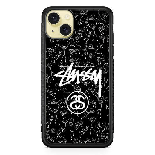 Stussy People Dancing iPhone 15 Plus Case | Slim Rubber Case for iPhone 15 Plus