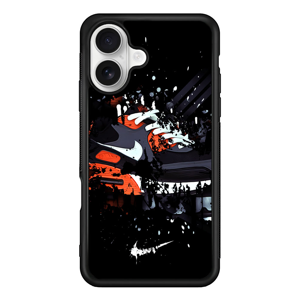 Nike Black Ink Splash iPhone 16 Plus Case – Slim Fit Protective Phone Case