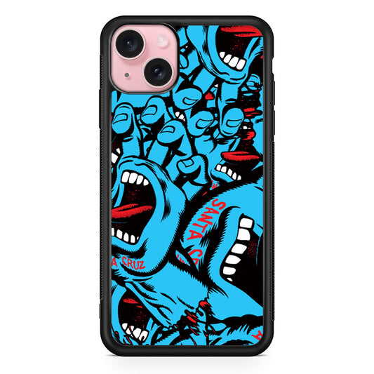 Santa Cruz Skateboard Pattern iPhone 15 Case | Slim Rubber Case for iPhone 15