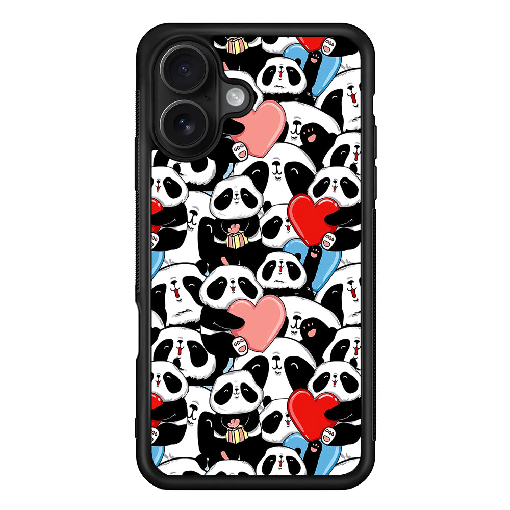 Pink Heart Panda iPhone 16 Case - Oxvistore