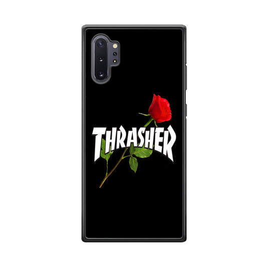 Thrasher Black Rose Flower Samsung Galaxy Note 10 Plus Case | Slim Rubber Case for Samsung Galaxy Note 10 Plus
