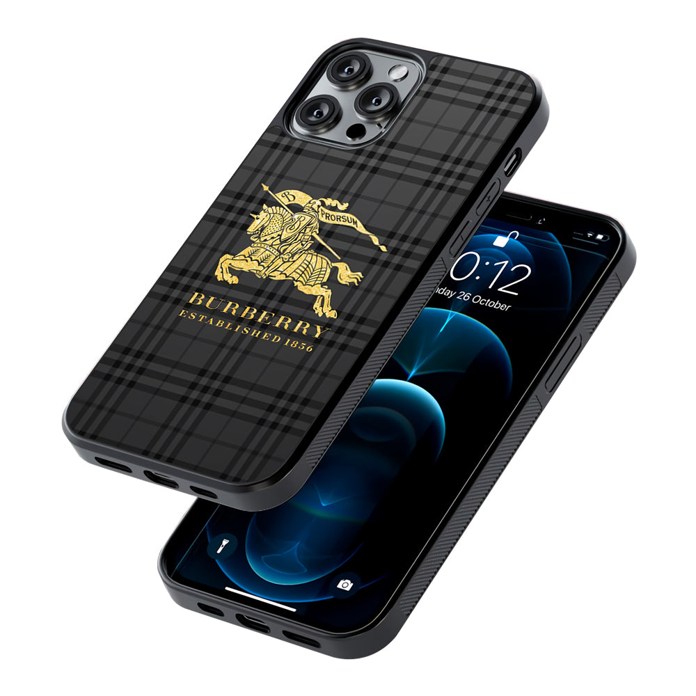 Burberry Simple Dark Grey 2D Rubber Phone Case | Durable Phone Case