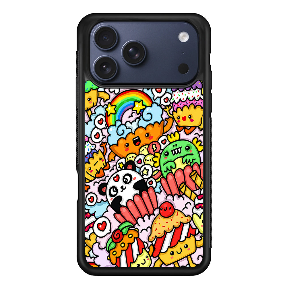 Kawaii Cupcake Graffiti Doodles iPhone 17 Pro Max Case | Slim Protective Cover for iPhone 17 Pro Max