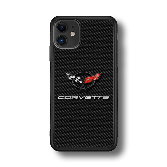 Chevrolet Corvette Logo Carbon iPhone 11 Case | Slim Rubber Case for iPhone 11