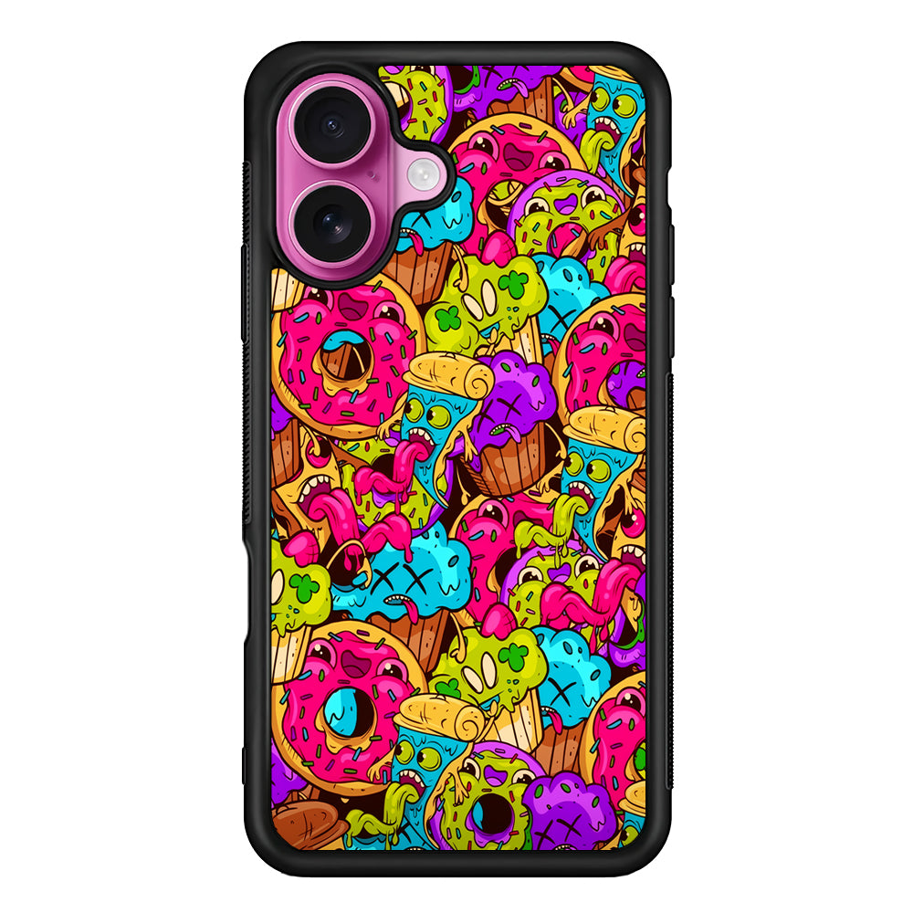 Cartoon Food Monster Doodle iPhone 17 Case | Slim Protective Rubber Phone Cover