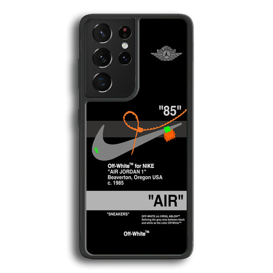 Off White x Nike Air Jordan Black Samsung Galaxy S24 Ultra Case | Slim Rubber Case for Samsung Galaxy S24 Ultra