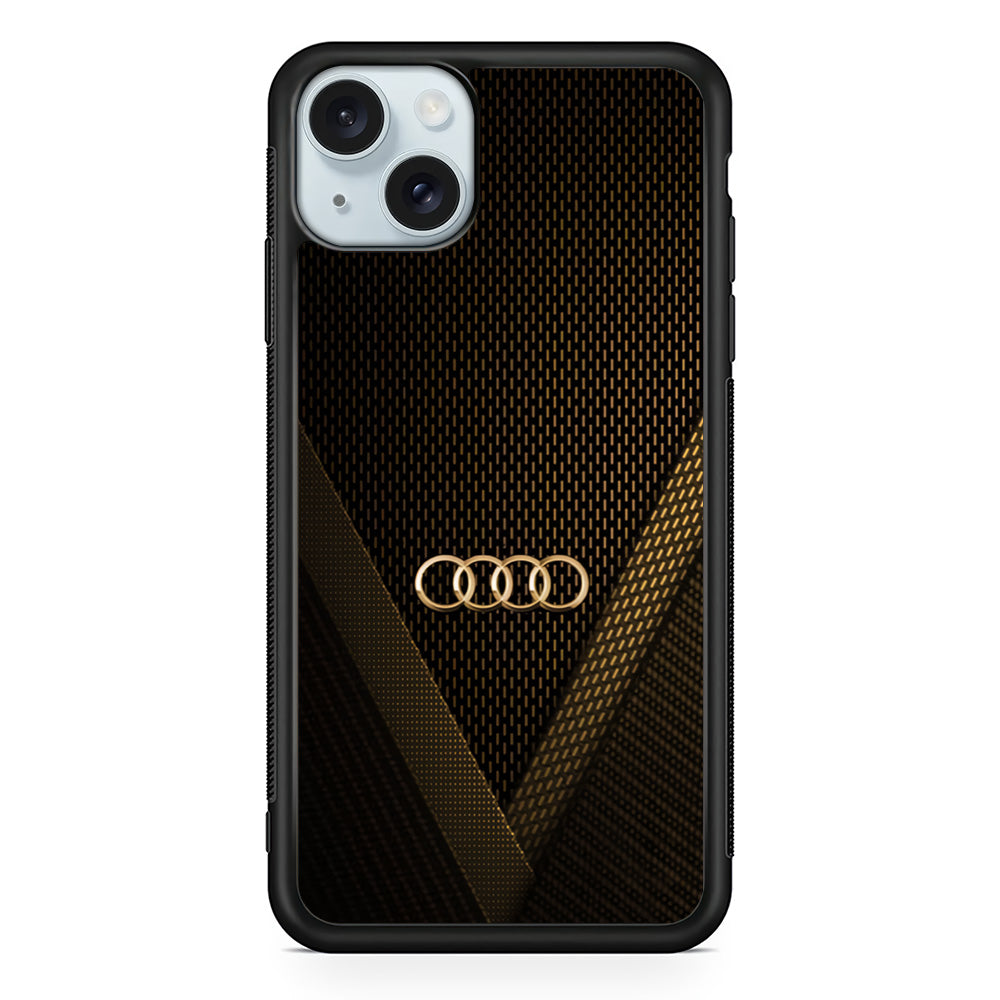 Audi Logo Gold Against a Dark iPhone 14 Case | Slim Rubber Case for iPhone 14