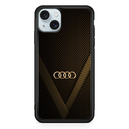 Audi Logo Gold Against a Dark iPhone 14 Case | Slim Rubber Case for iPhone 14