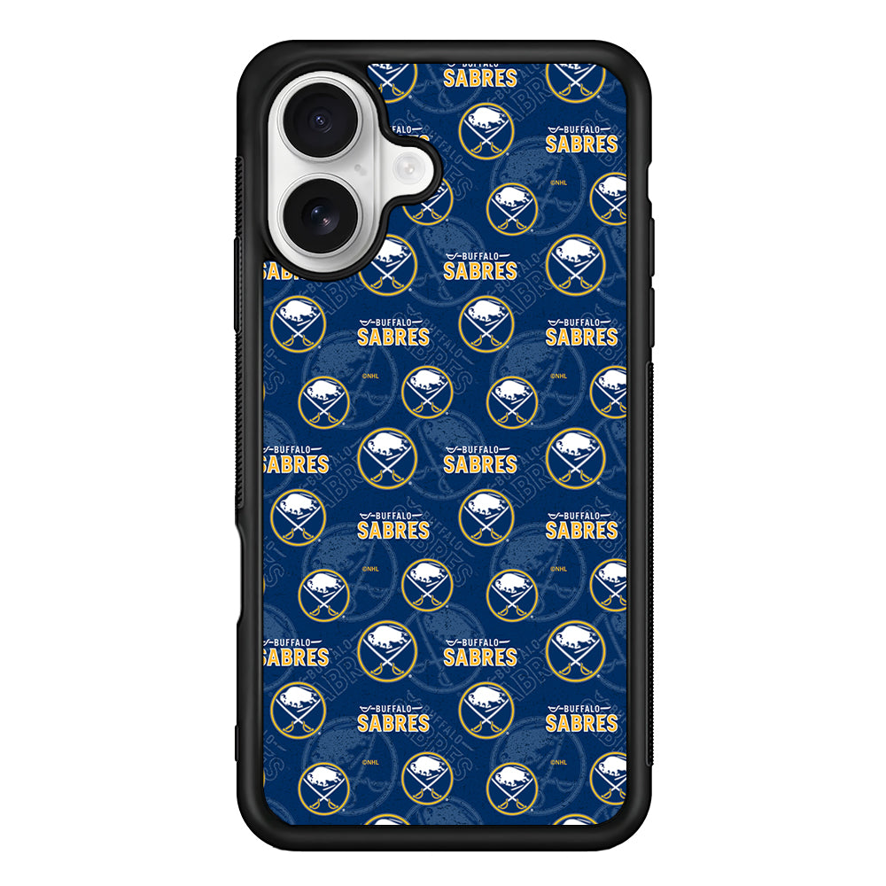 Buffalo Sabres Pattern iPhone 16 Plus Case | Durable Protective Rubber Cover